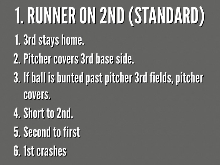 Coaches managers bunt defense 1st runner