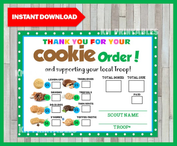 Girl scout cookie flash cards